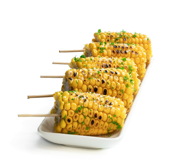烤过的甜玉米棒上隔白图片下载
