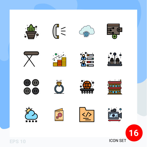 包16条创意平色填充线条图片下载