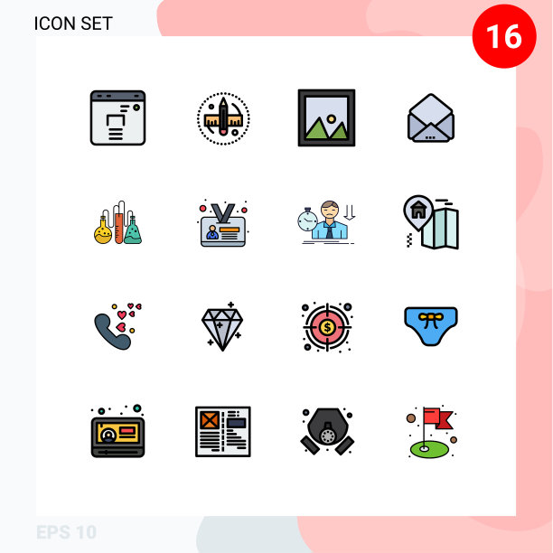 象形图设置16个简单的平色填充图片下载