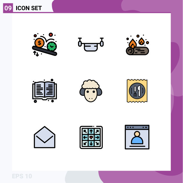 9主题填充线平色和可编辑图片下载