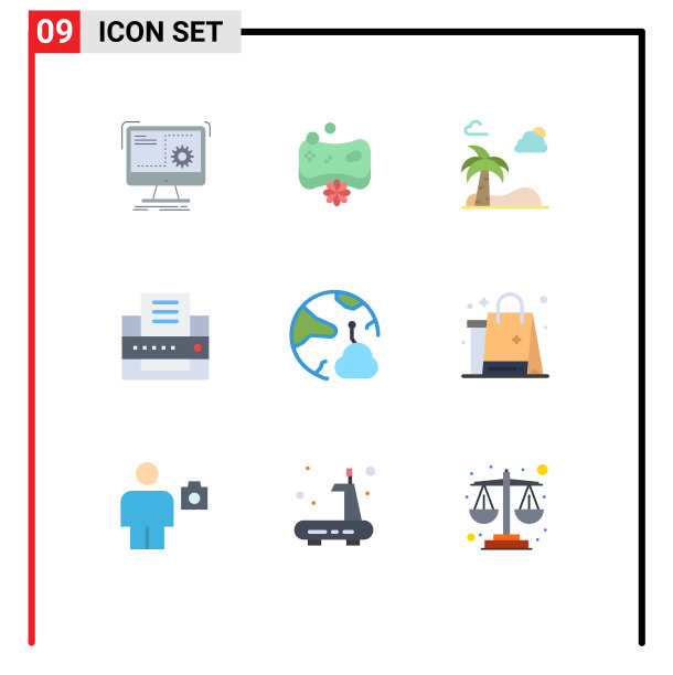 在连接办公室的网格上设置9个平面颜色图片下载