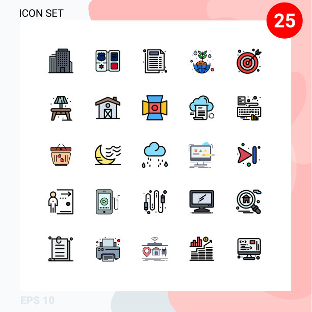 组25现代填充线平面颜色集图片下载