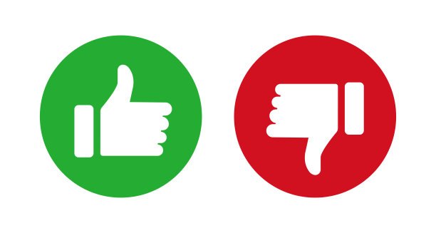 拇指向上和向下矢量平面图标图片下载