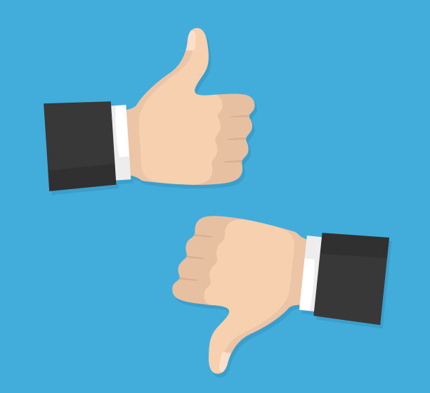 拇指向上和向下矢量平面图标图片下载