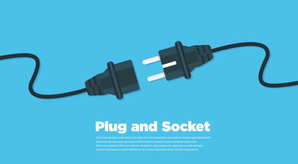 获得连接插头和插座的平面图标图片下载