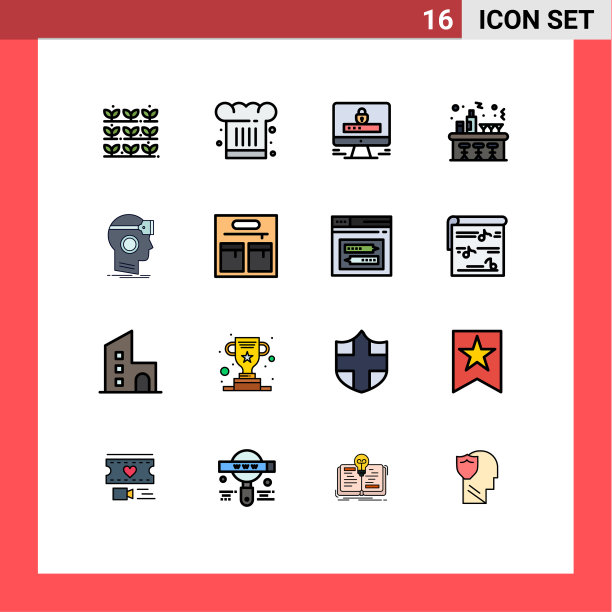 象形图设置16个简单的平色填充图片下载