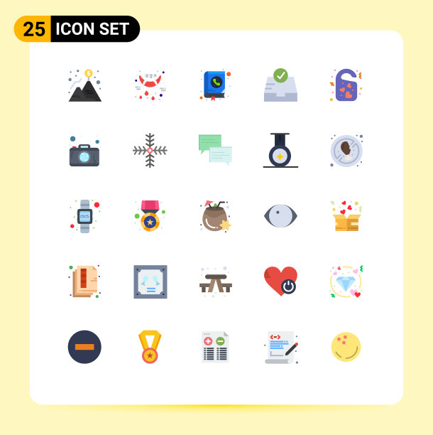 将25个单色标志和符号组合成标签图片下载