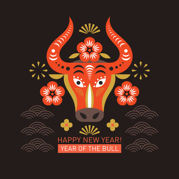 春节快乐。牛年。恭贺新禧，牛年大吉图片下载