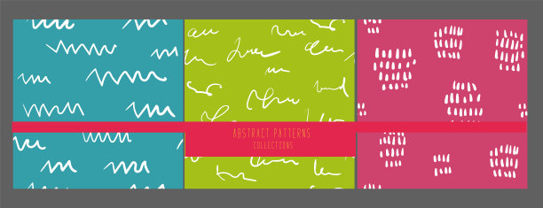 一套涂鸦抽象图案。红色、绿色、蓝色和白色。无缝图案可用于壁纸，图案填充，网页背景，表面纹理。图片下载