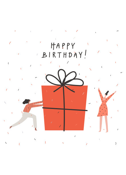 生日庆祝贺卡设计。给朋友的大礼物。手写文本，矢量插图图片下载