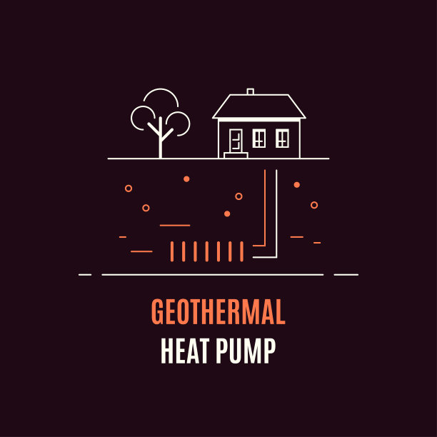 地热能标志模板，平面风格图标设计。图片下载