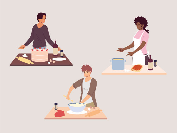 一组准备食物的人图片下载