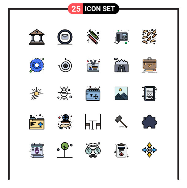 为卷筒纸设置25种通用填充线平面颜色图片下载