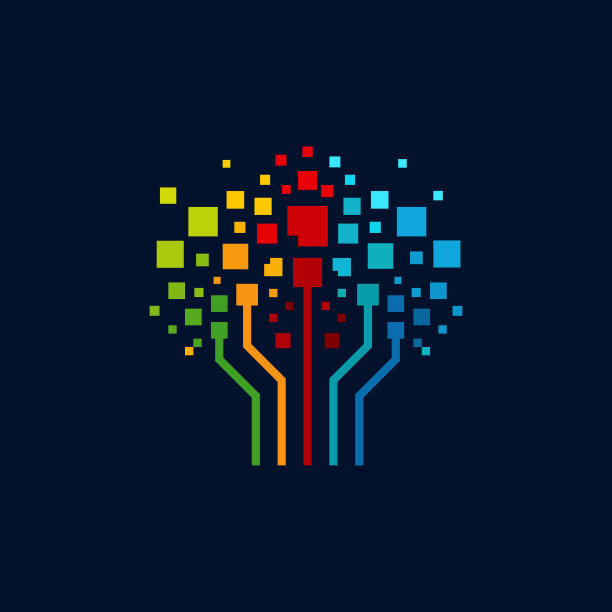 数字树标志设计概念矢量，现代树科技标志模板，标志符号图标图片下载