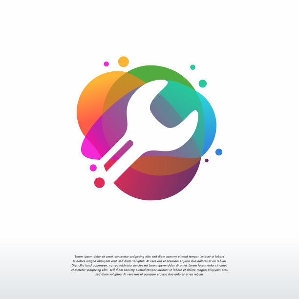 彩色扳手标志矢量，服务标志设计模板，设计概念，标志，标志类型元素为模板图片下载