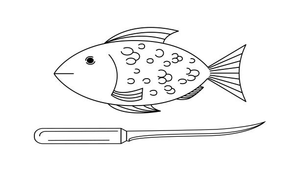 厨房刀具。鱼削薄刀。图片下载