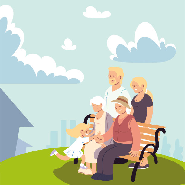 幸福的家庭，父母，祖父母和孩子图片下载