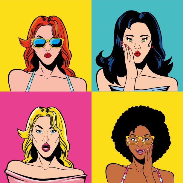 复古女性卡通内帧矢量设计图片下载