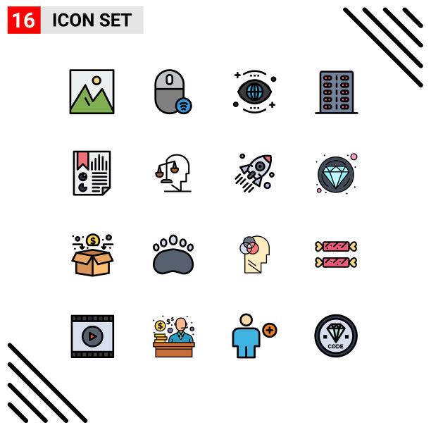 现代集16平色填充线条图片下载