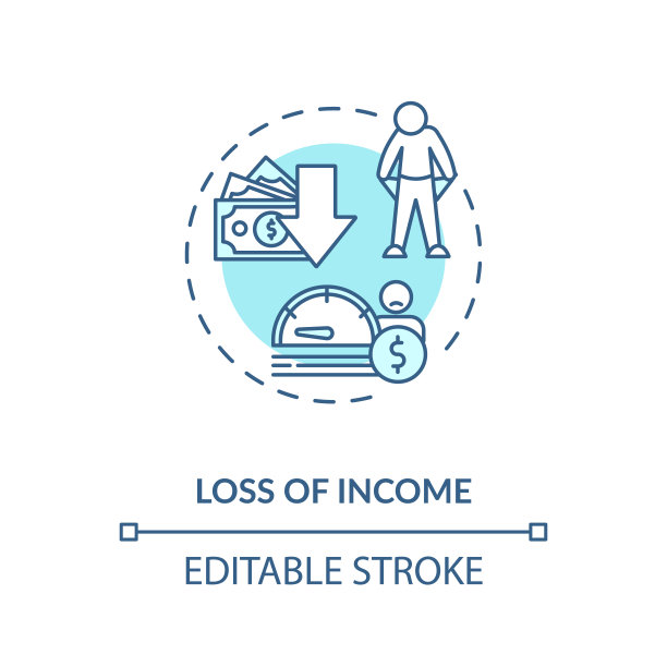 收入损失蓝绿色概念图标图片下载