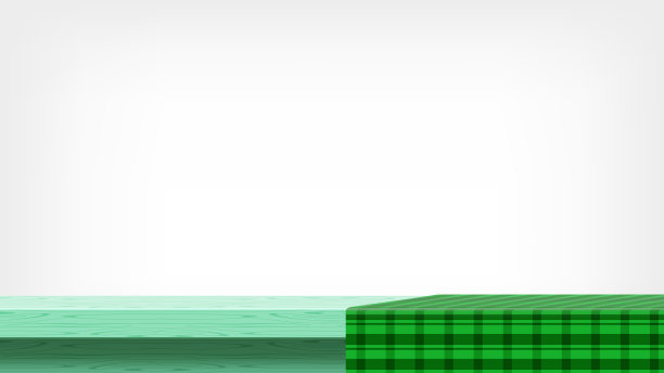 空白的桌面和台布，背景广告木板上的格子布，桌面桌布，木桌和灰色墙壁上的织物图片下载