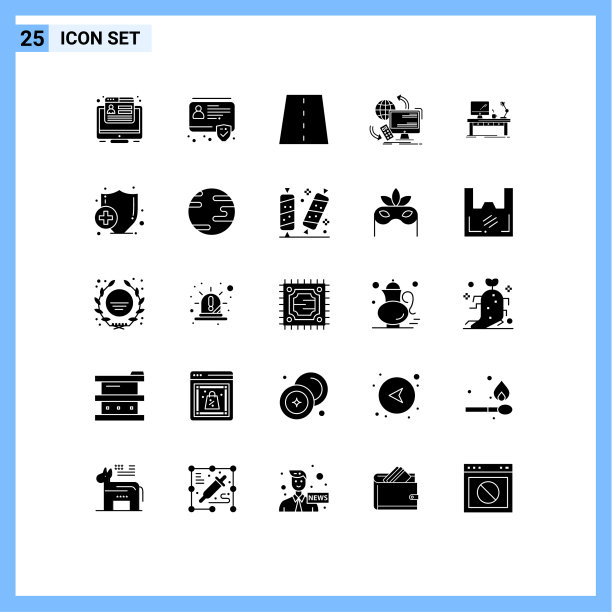 可编辑的线包25个简单的固体符号图片下载