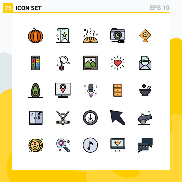 为卷筒纸设置25种通用填充线平面颜色图片下载