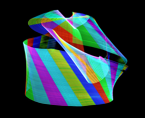 黑色背景下的彩色光画的抽象结构图片下载