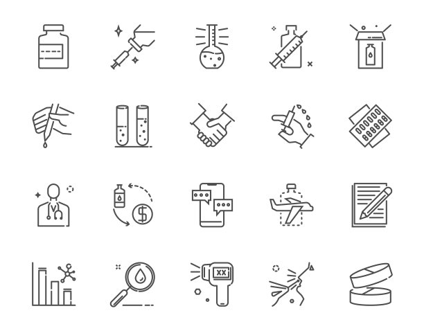 疫苗细线图标集图片下载