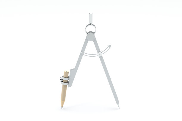 带有白色背景的圆规，绘图工具，3d渲染。图片下载