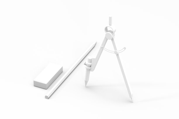 带有白色背景的圆规，绘图工具，3d渲染。图片下载