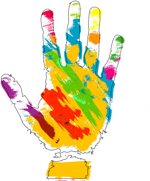 手打印与绘画笔触，矢量插图图片下载