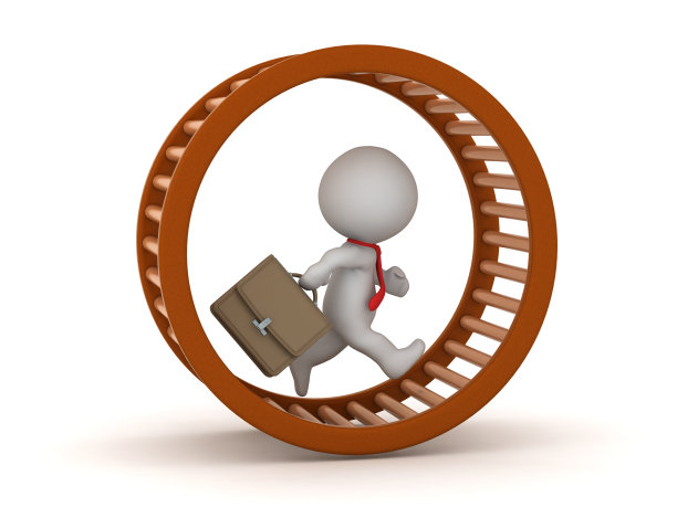 3D角色与工作公文包运行在仓鼠轮图片下载