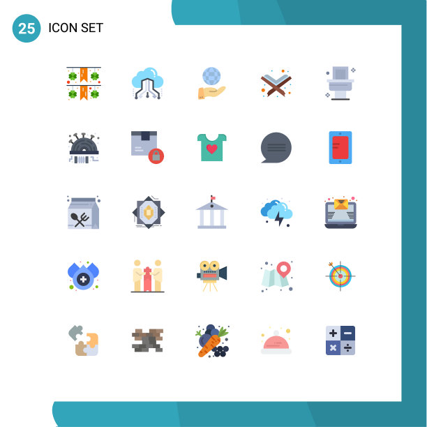 25个主题平色和可编辑的符号图片下载