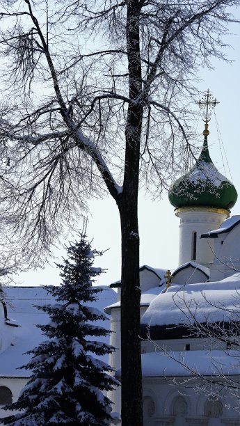 冬季教堂穹顶仰视角度照片图片下载