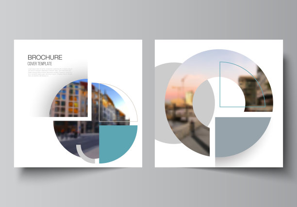 矢量布局的两个方形封面设计模板为宣传册，传单，杂志，封面设计，书，宣传册封面。背景与抽象的圆形横幅。企业业务概念模板图片下载