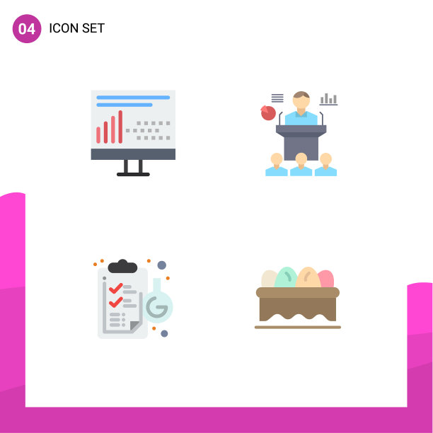 4个通用的平面图标设置为网络和移动图片下载