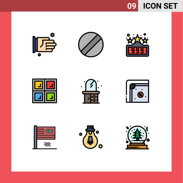 为卷筒纸设置9种通用填充线平面颜色图片下载