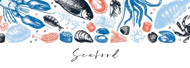 海鲜矢量横幅图片下载