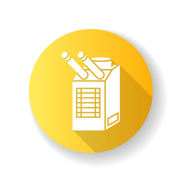 点凉黄色平面设计长阴影字形图标图片下载