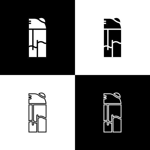 设置打火机图标孤立的黑色和白色背景。向量图片下载