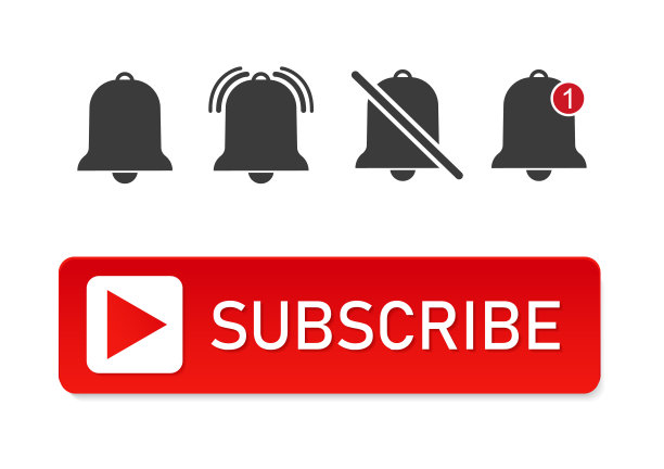 用铃铛图标矢量订阅。社会化媒体的通知按钮，ui。订阅频道，消息铃声。手机应用提醒符号图片下载