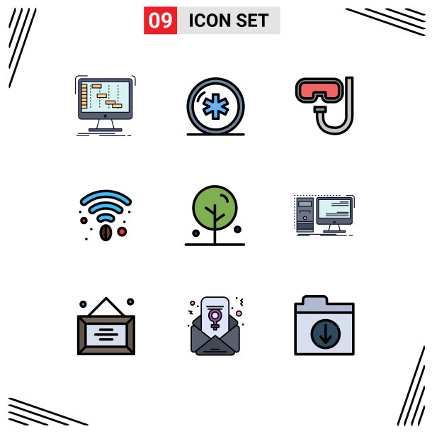 股票图标包9行符号和符号图片下载