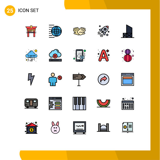 25主题填充线平面颜色和可编辑图片下载