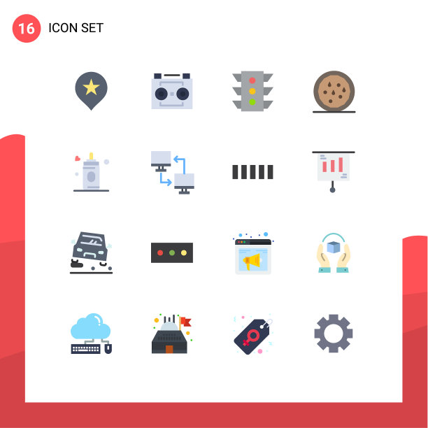 设置16个现代UI图标符号婴儿图片下载