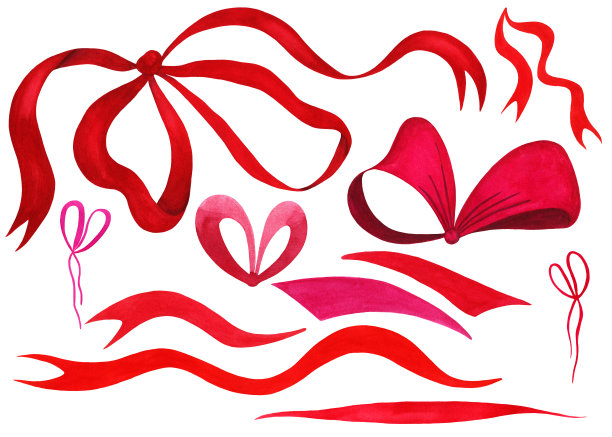 一套明亮的蝴蝶结和丝带图片下载