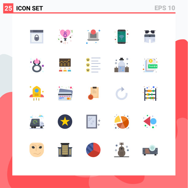 设置25商业平面颜色包装的海滩图片下载