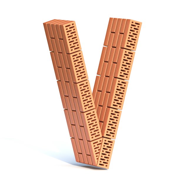 砖墙字体字母V 3D图片下载