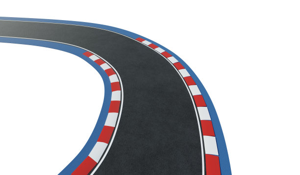 弯曲的沥青赛道道路孤立的白色背景图片下载