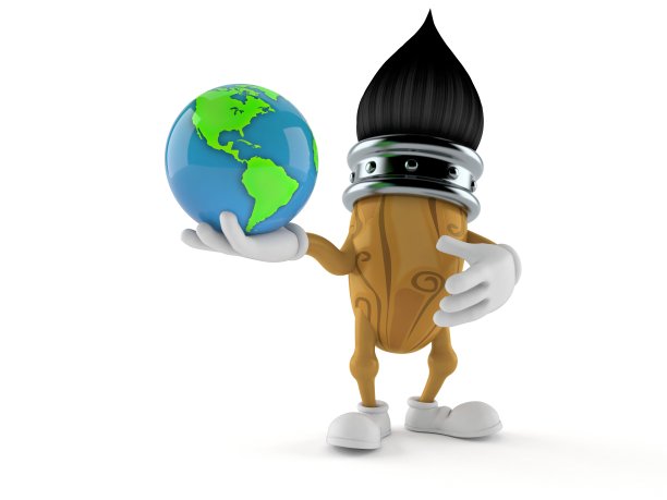 画笔字符持有世界地球仪图片下载